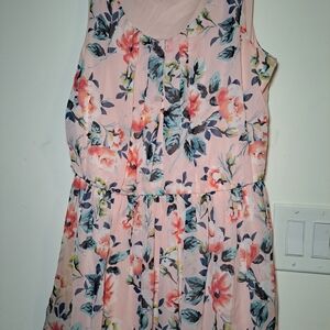 Pink Sleeveless Scoop Neck Sundress for Weddings